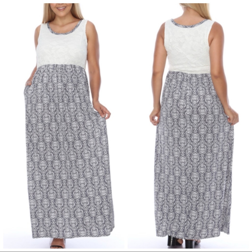 Casual Gray and White Sleeveless Sundress
